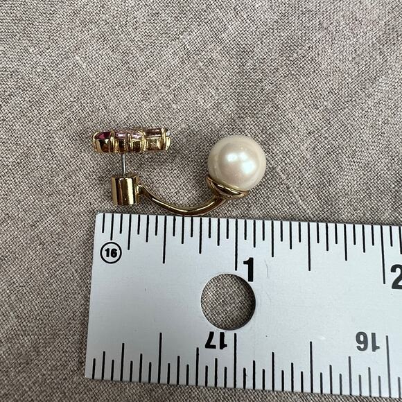 Kate Spade Dainty Sparklers Drop Back Earrings Pink & Faux Pearl Gold Tone - Picture 8 of 12